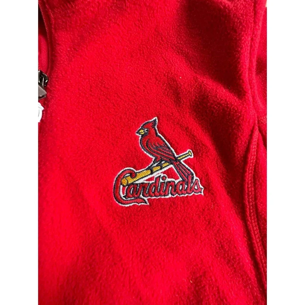 Antigua Ice Red fleece Jacket front zipper‎ Cardinals MLB women's size Small